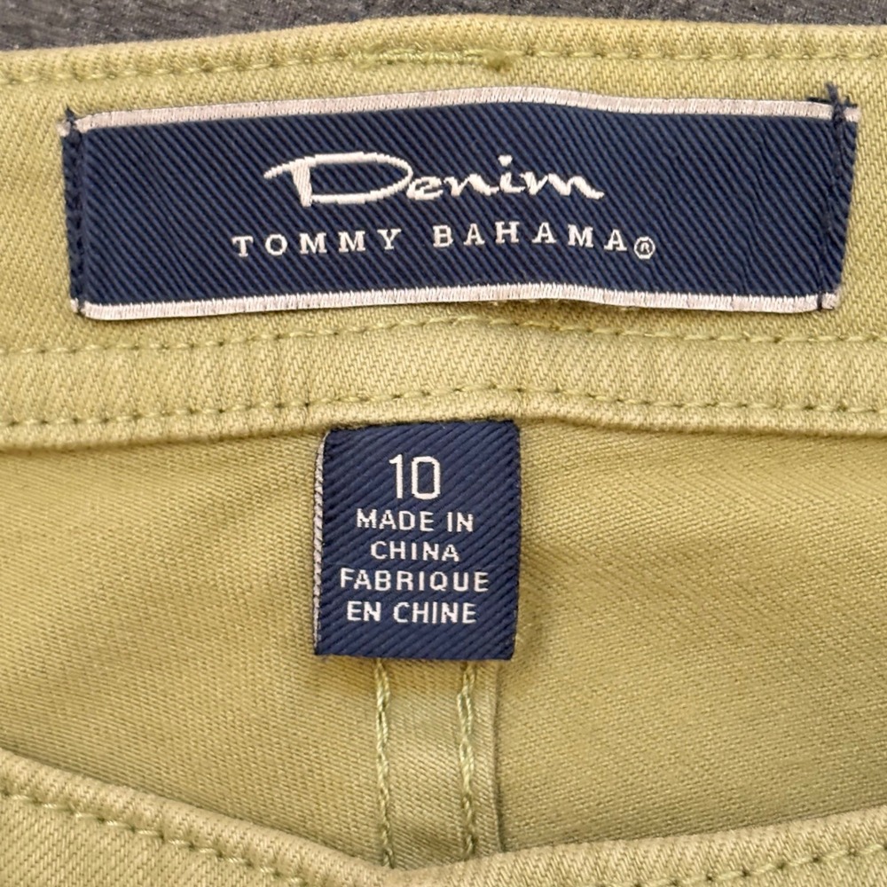 Tommy Bahama Cropped Pants Women 10 Olive Green Straight Leg Stretch Jeans - Picture 3 of 11
